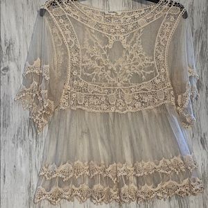 All around see through lace blouse